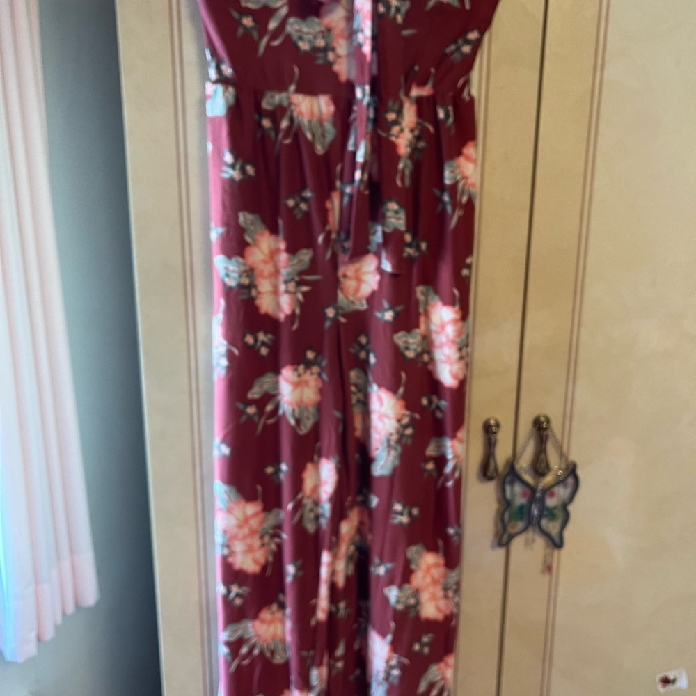 Floral Burgundy Maxi Jumpsuit, going on a cruise or vacation somewhere warm??